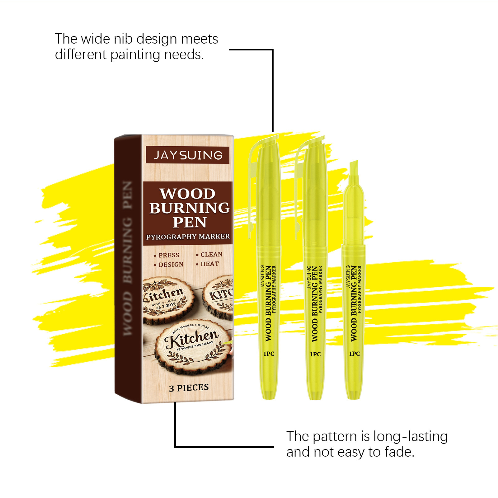 JAYSUING Wood Burning Pen Marker, Wood Marker, Art Pyrography Pen, Burning Effect, Burning Marker Pen