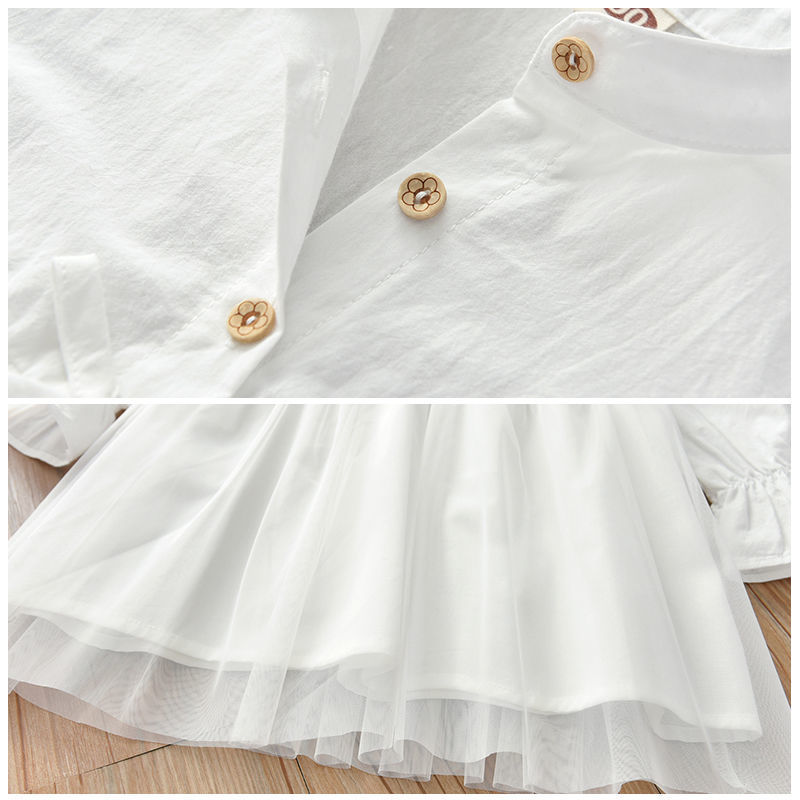 Long-sleeved White Gauze Skirt Baby Korean Style Princess Dress