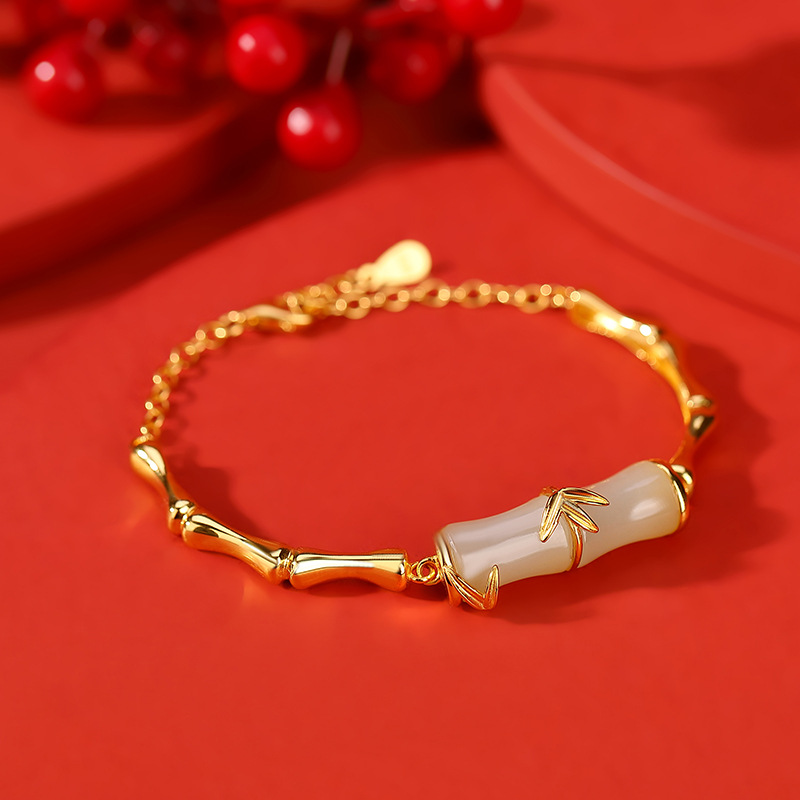 Women's Gold-plated Hetian Jade Bamboo Festival Bracelet