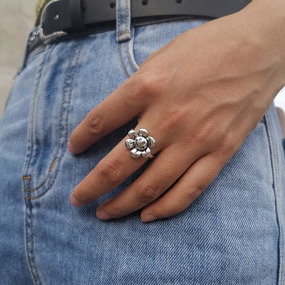 Ring Butterfly Ring Ins Tide Dark Retro Silver Ring Heart-shaped Ring Bracelet