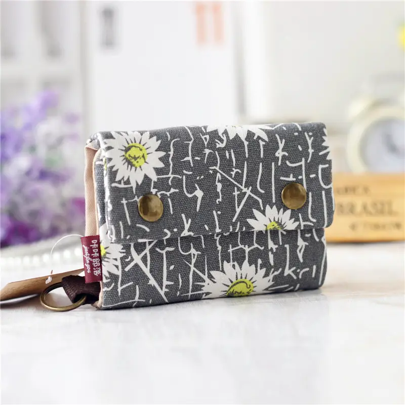 Creative Tri-fold Denim Canvas Wallet Simple Men And Women Can Use Card Holder