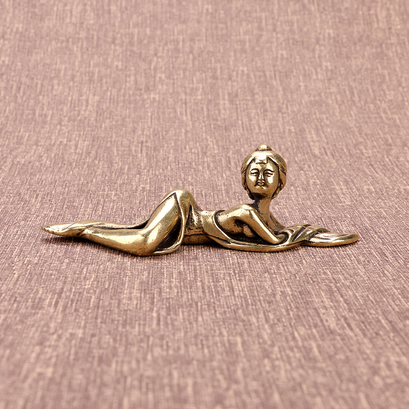 Pure Copper Ancient Maid Paperweight Ornament Brass Pen