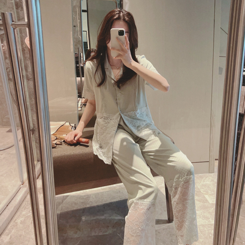 Title 2, Solid Color Advanced Sense Short Sleeve Pants Suit