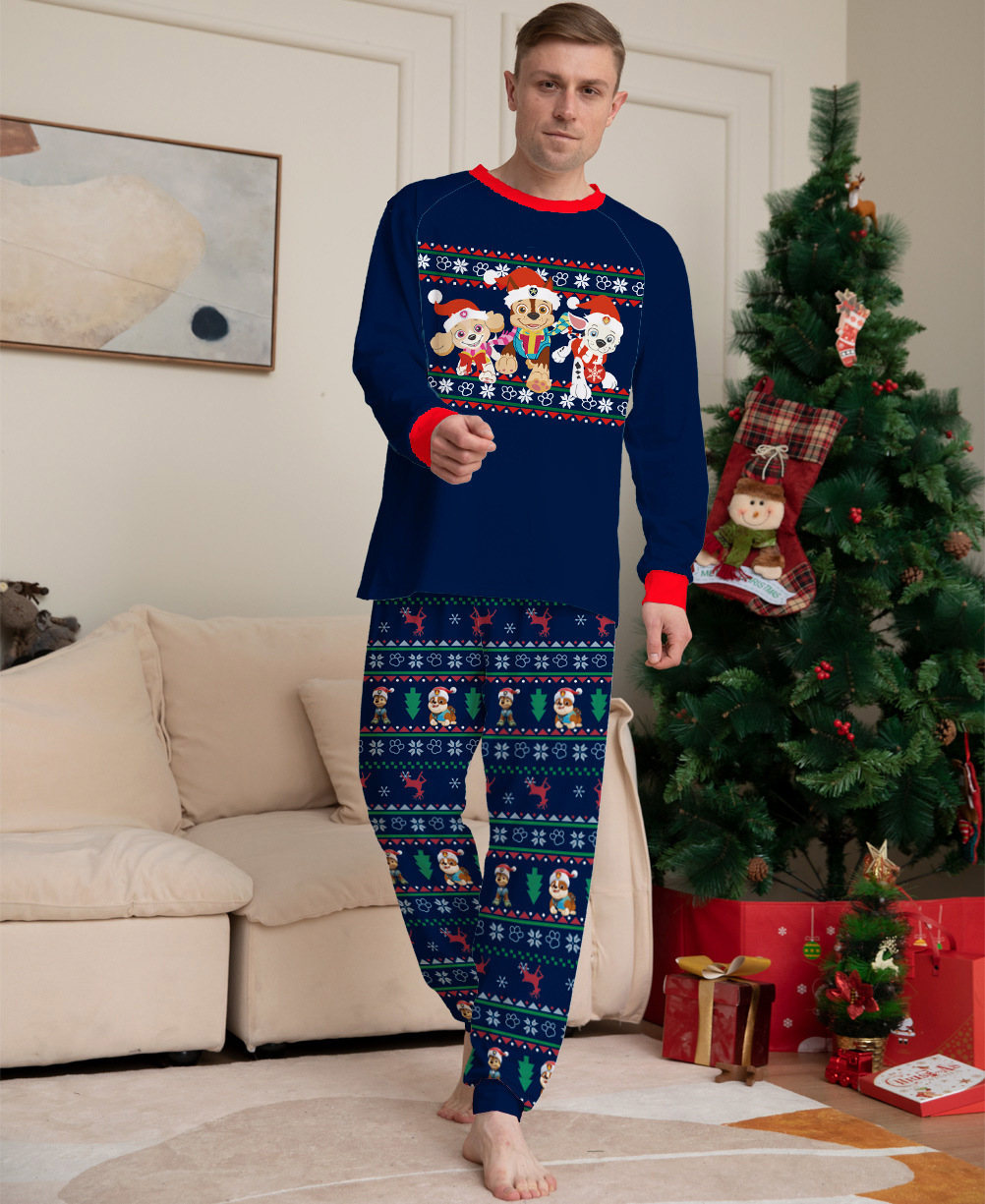 Printed Christmas Parent Child Suit Holiday Lovely Home Dress Pajamas Navy - Shop at LoveMi