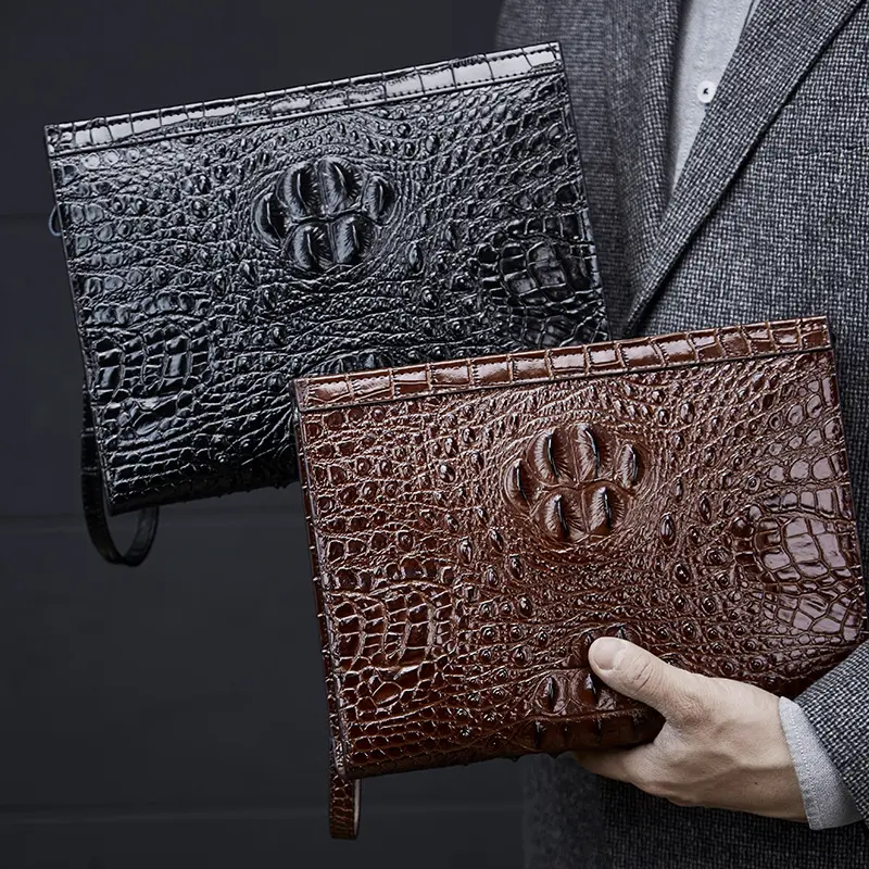 Leather Large Capacity Clip Bag Business Casual