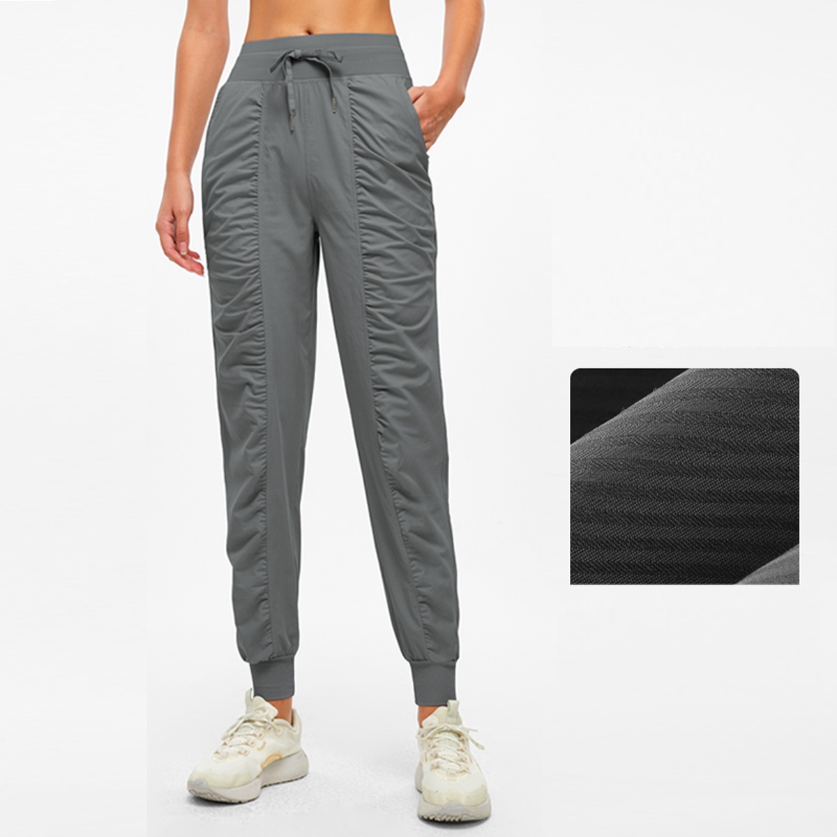 Sports Pants Women's Yoga Running Fitness Nine Points Quick-drying Breathable Pleated