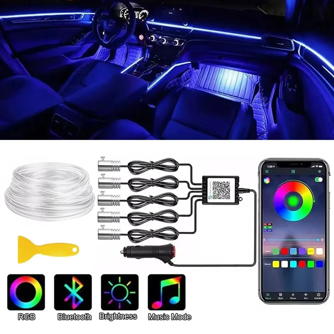 APP Control 5-In-1 RGB LED Interior Strip