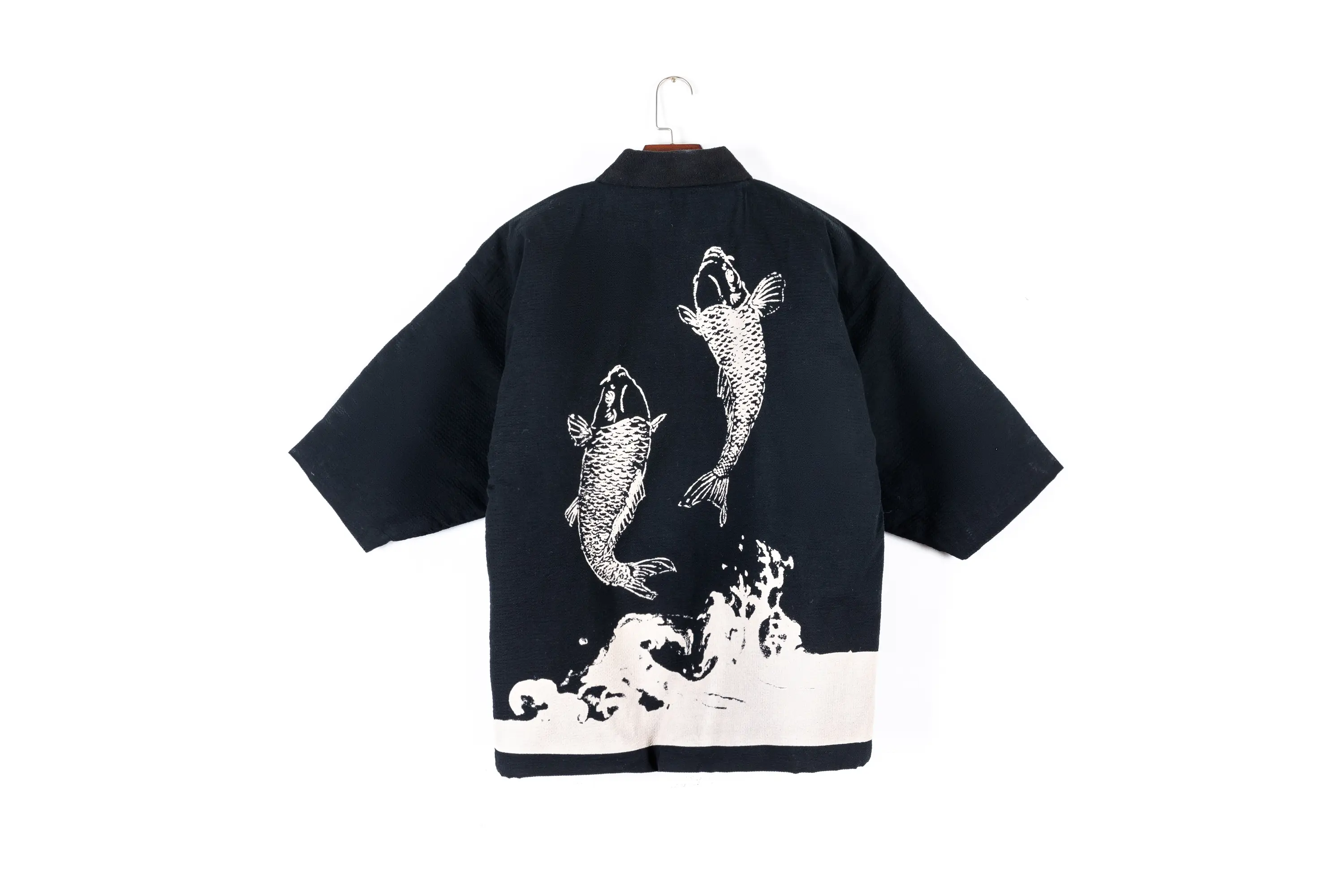 Japanese Traditional Koi Print Kimono Cardigan Thick Cotton Jacket Coat Outerwear Yukata Home Clothes Men Loose Pajamas