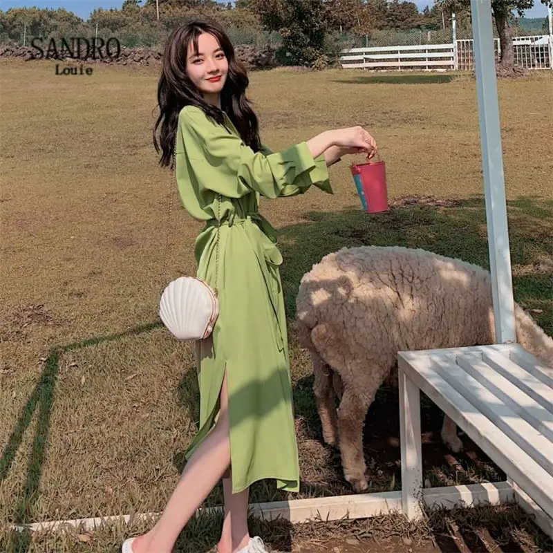 Women's Avocado Green Chiffon Dress