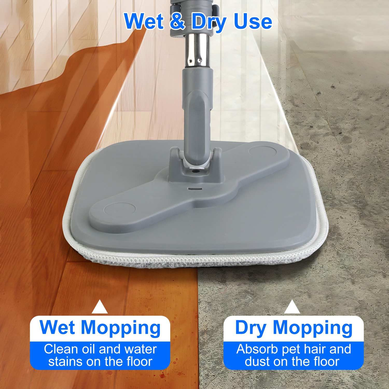 Spin Mop And Bucket System Includes Dual Compartment Mop Bucket Thick Washable Microfiber Mop Pads For Home Cleanin... image 6