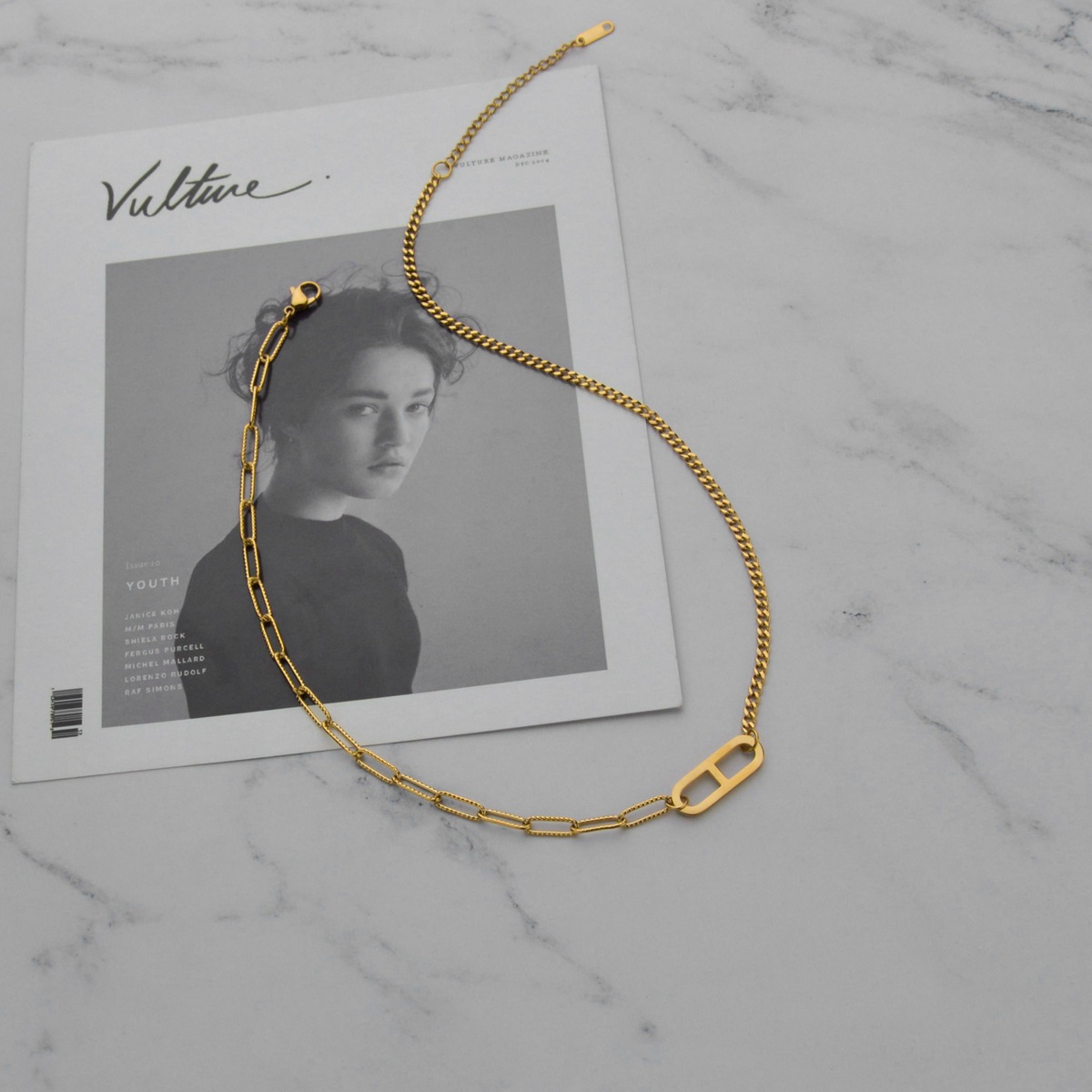 Pig Nose Cold Wind Titanium Steel Clavicle Chain Trend Simple Hollow Pendant