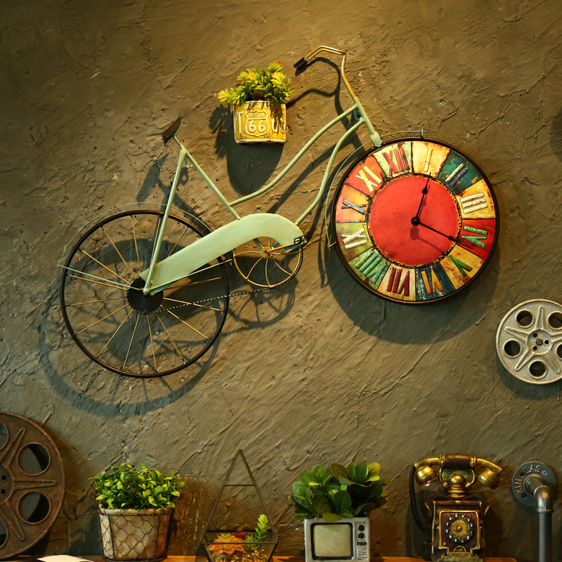 BEYONDARY Vintage Bike Wall Clock - Retro Decor for Living Room