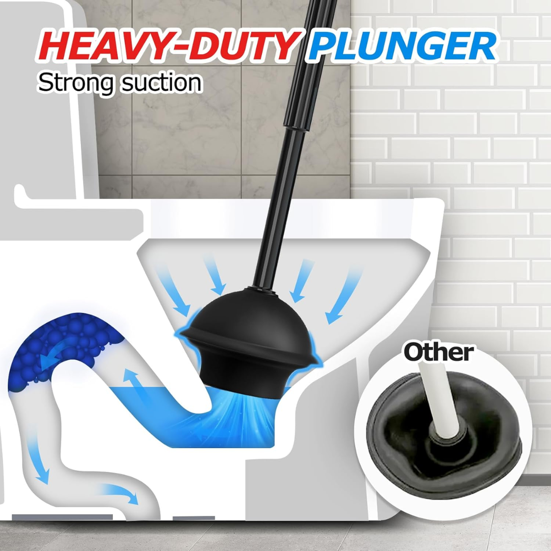 Toilet Plunger And Brush Set Extended Handle Plunger Toilet Bowl Brush Plunger Set Bathroom Cleaning Tools Toilet Brush Plunger Combo Cleaning Brush Bathroom Cleaning Supplies — foto 3