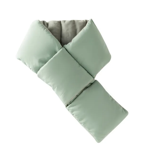 Warm Cross design Pocket Scarf For Women Winter Outdoor Sports Skiing Cold proof Down Cotton Plus Velvet Short Scarf Light Green - Shop at LoveMi