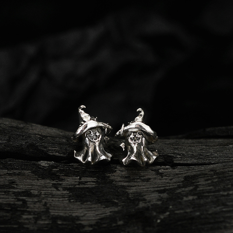 Title 1, S925 Sterling Silver Wizard Hat Funny Ghost Ser...