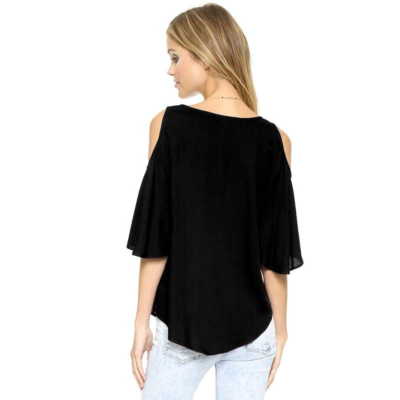 Title 5, Loose Sleeve Sleeve Off-Shoulder Round Hem Mid-...