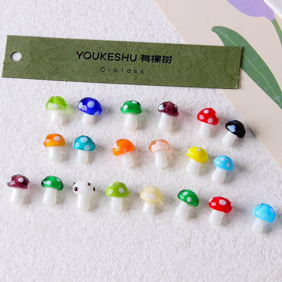 Title 1, Colorful Glazed Small Mushroom Polka Dot Beaded...