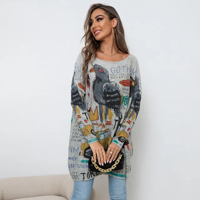 Women's Casual Pullover Loose Knit Top Grey - Shop at LoveMi
