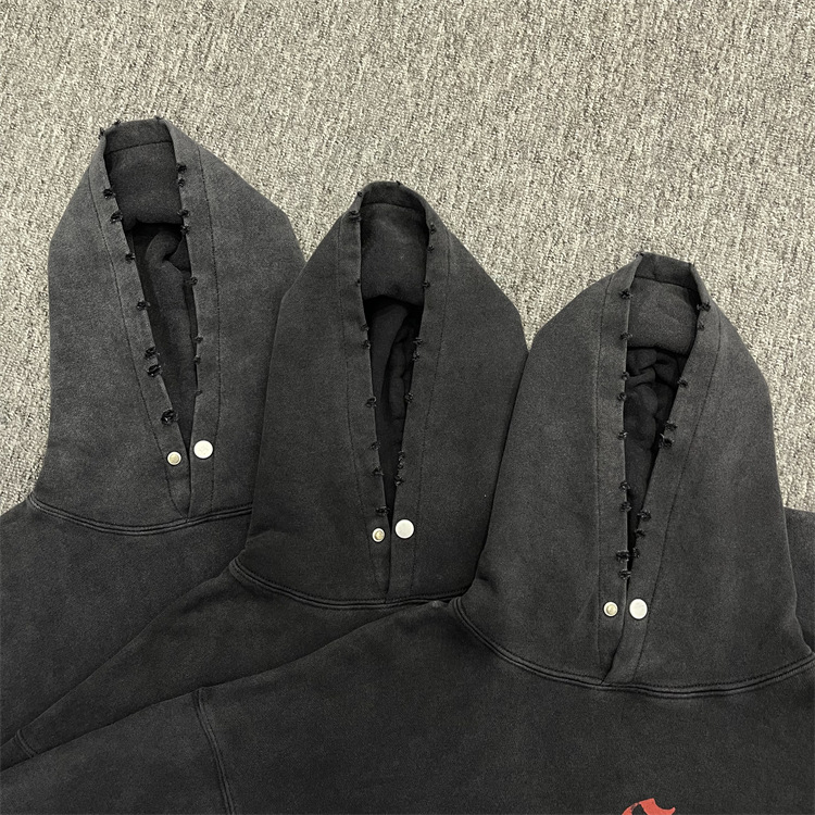 Metal Angel Print Distressed Oversized Hoodie