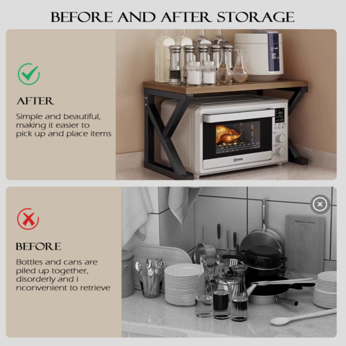 2 Tier Microwave Oven Rack Stand Storage Holder Kitchen Corner Shelf Black--2 — image 5