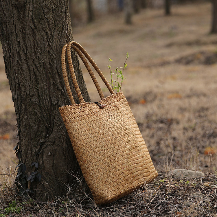 New beach woven straw bag shoulder bag Japanese simple literary female female mat bag