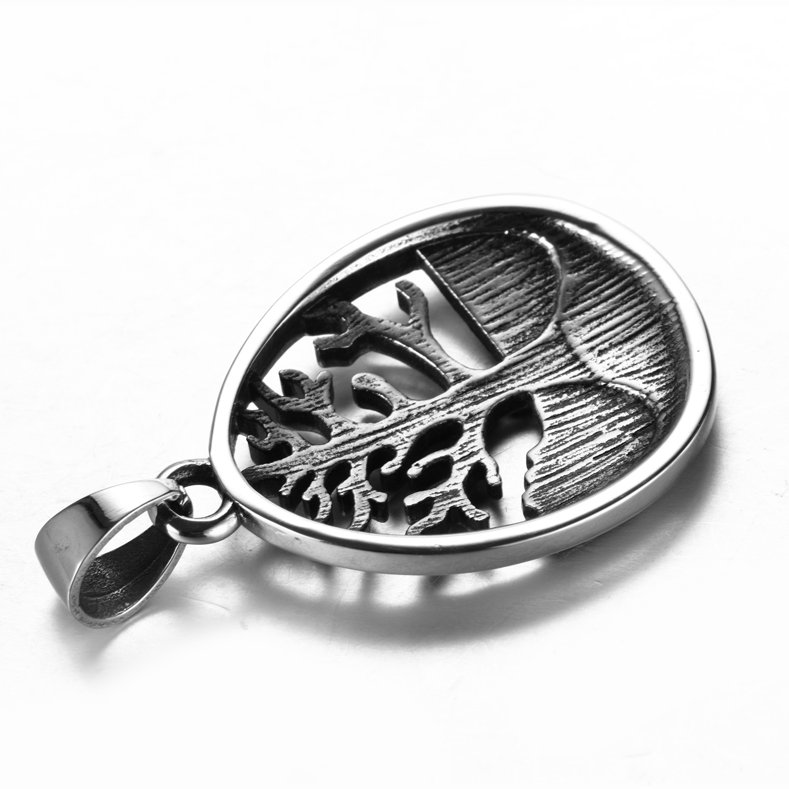Tree Of Life Pendant Necklace Stainless Steel Crystal Round Necklace