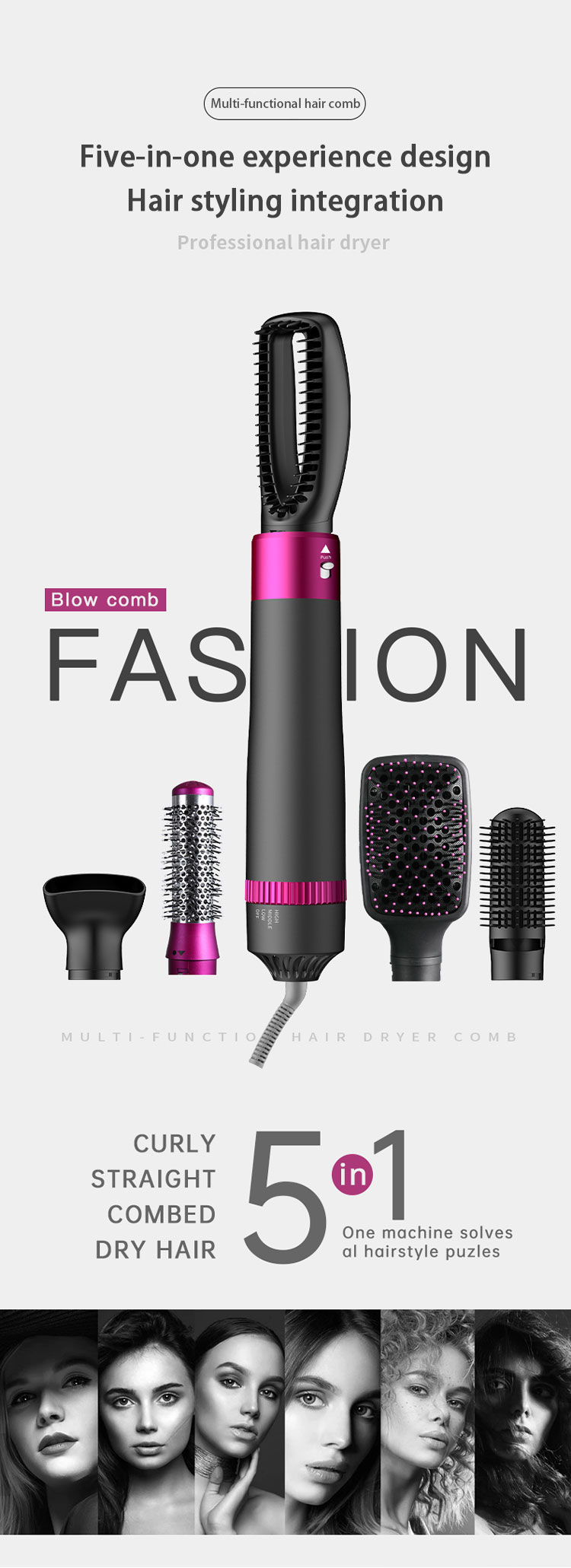 Title 1, 5 In 1 Hair Dryer Brush Hot Air Brush & Volumiz...