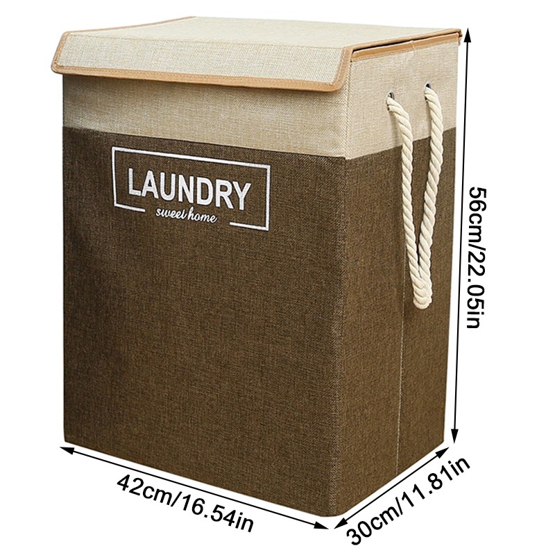 Laundry Basket Dirty Washing Clothes Storage Folding Bin Bag Hamper With Lid — image 11