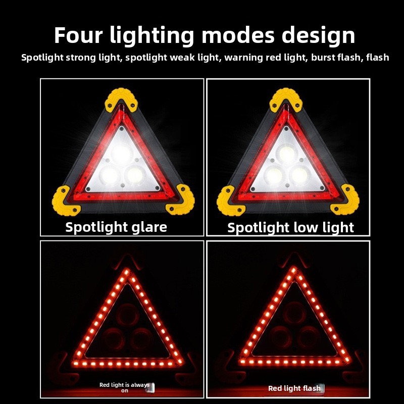 30W Car Breakdown Triangle LED Emergency Safety Stop Sign With Red Warning Light — image 3