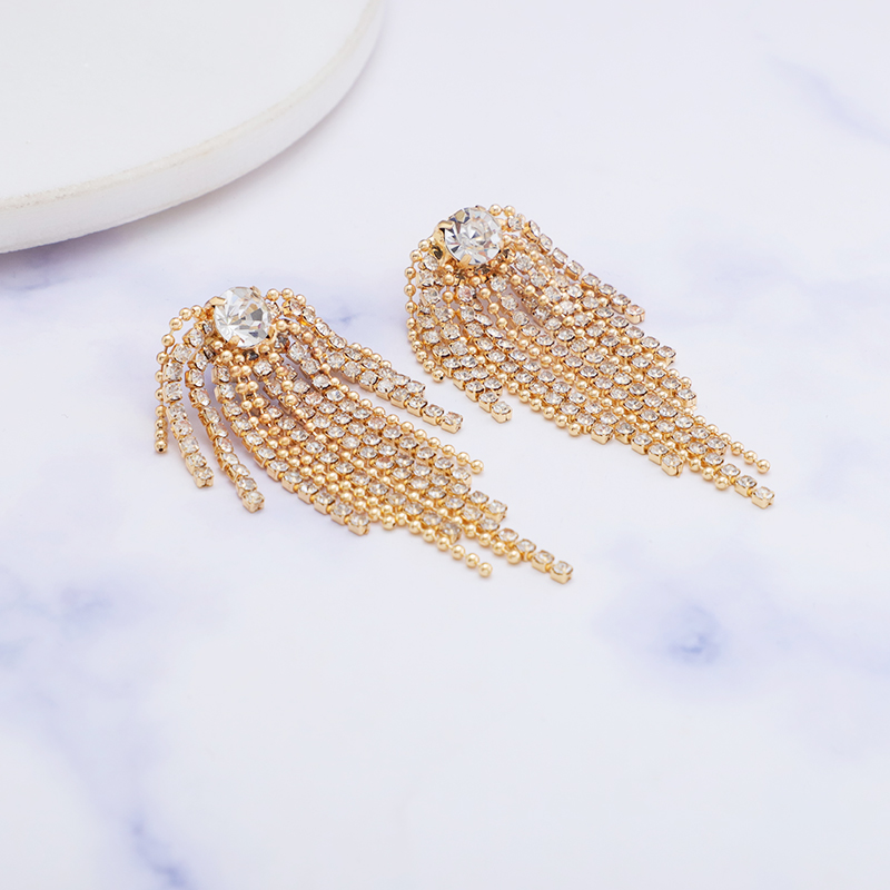 Title 3, Simple Geometric Alloy Long Tassel Earrings wit...