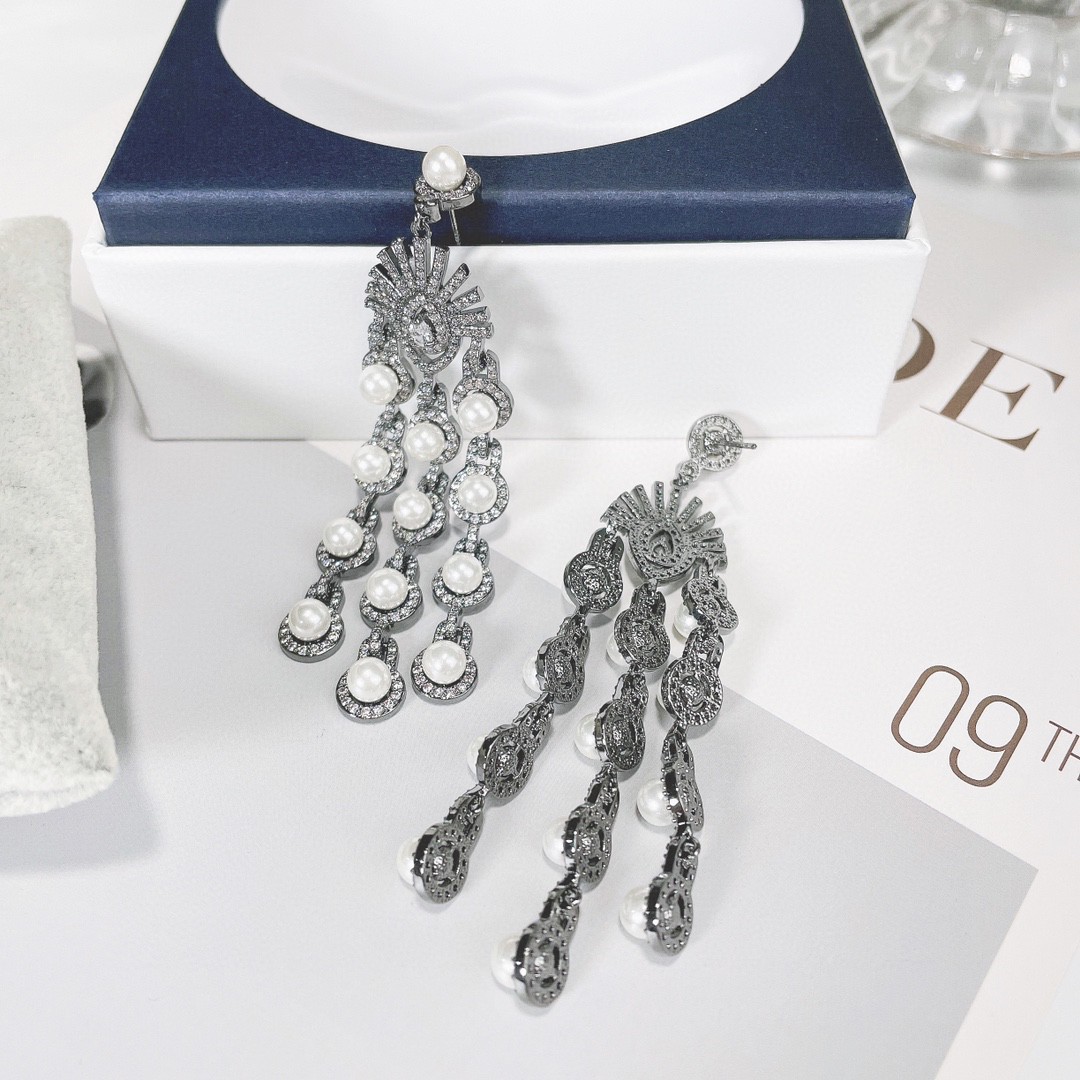 Micro Inlay Zircon Style Beaded Fringe Earrings — foto 3