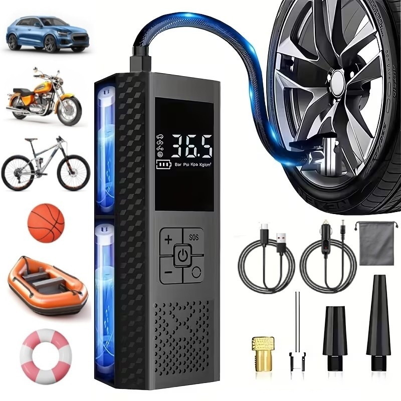 Electric Air Pump Tyre Inflator Portable Compressor For Bike Motorcycle Car — image 7