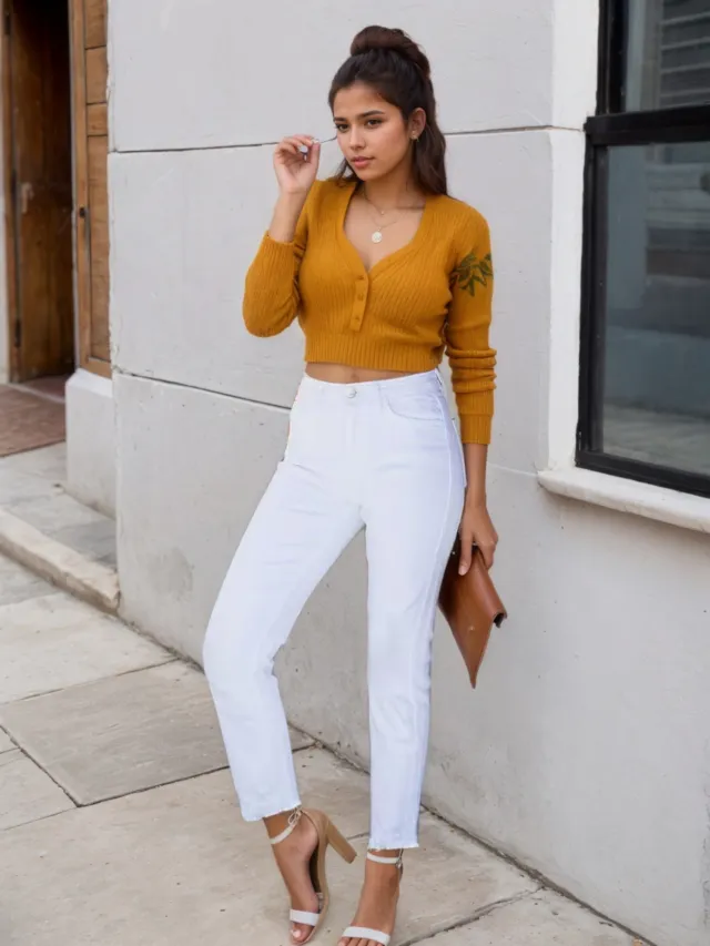 Women's New Fringed Pure White Jeans, Blended Fabric, Slim Fit Fringed Design, Beveled Pocket, Suitable For Outdoor Work, Can Be Worn All Year Round - Shop at LoveMi