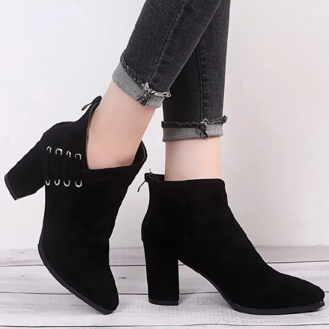 Fashion Ankle Boots Women Pointed toe Zipper Shoes Lady Black - Shop at LoveMi