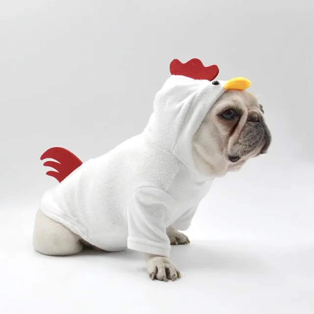 Rooster Style Dog Sweater With Hood Cute Makeover White - Shop at LoveMi