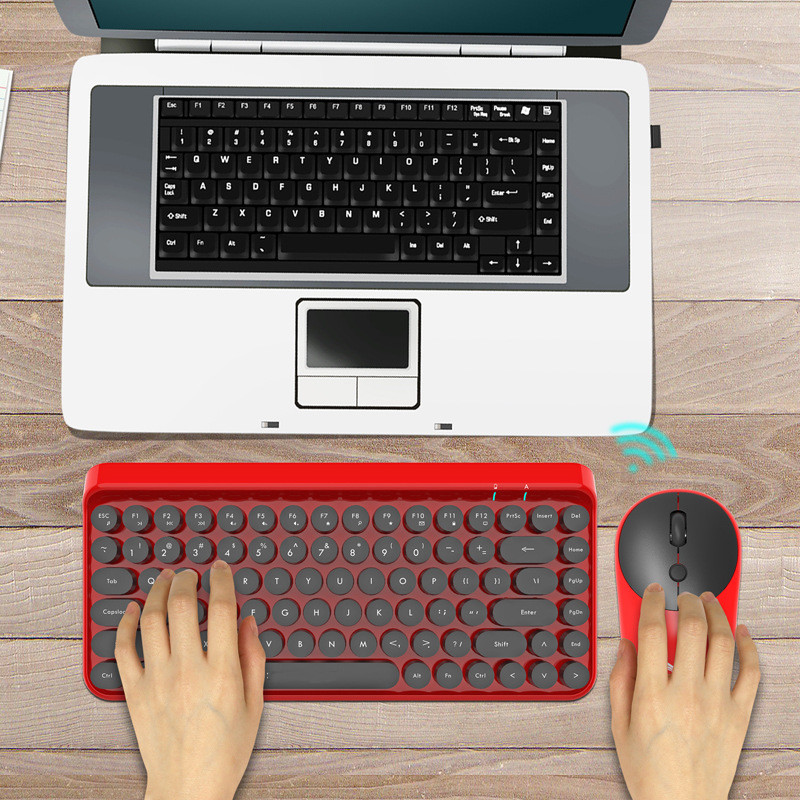 2.4G Wireless Keyboard And Mouse Punk Retro