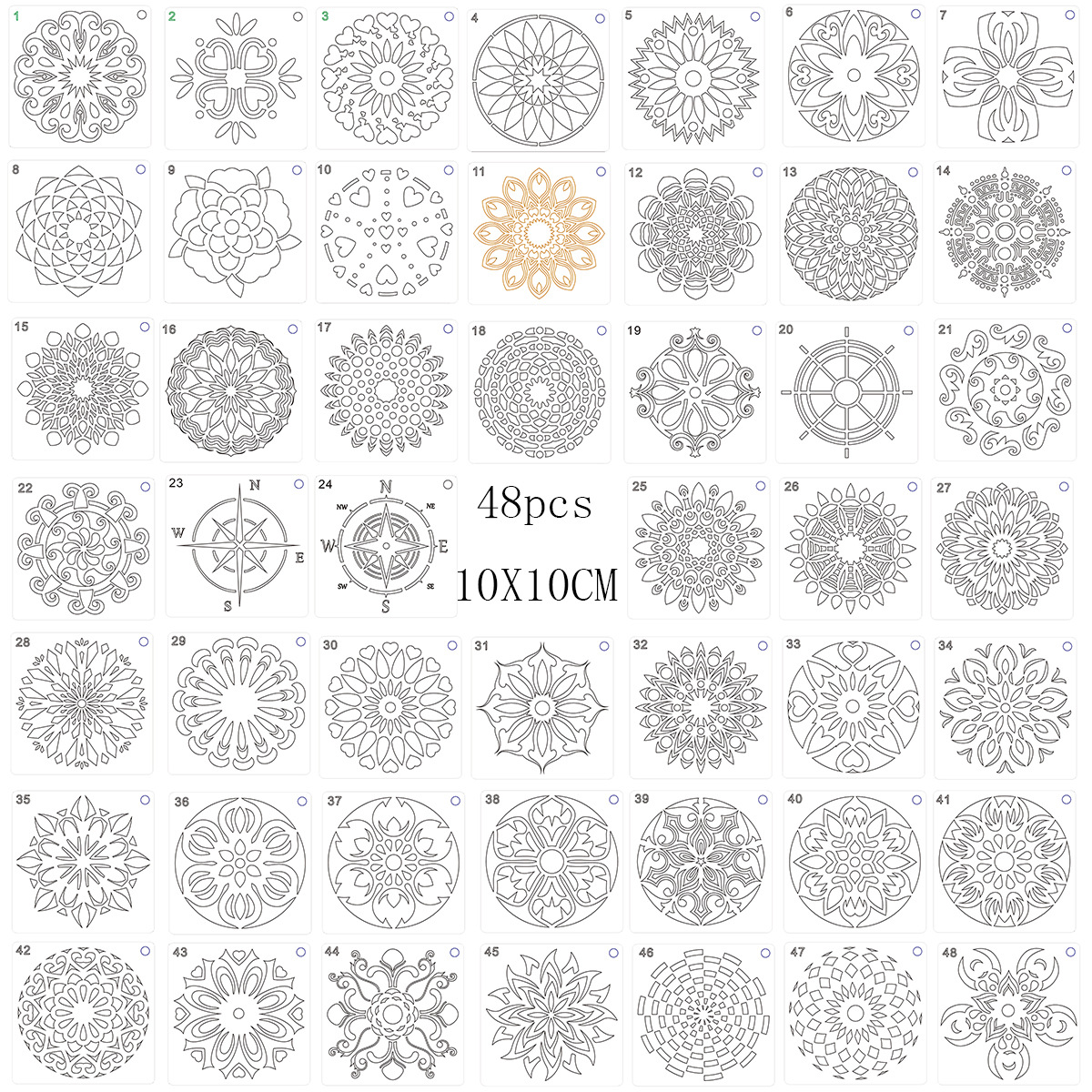 48 Mandala Auxiliary Painting Templates Stone Color Painting Creative DIY Handmade Templates — foto 2
