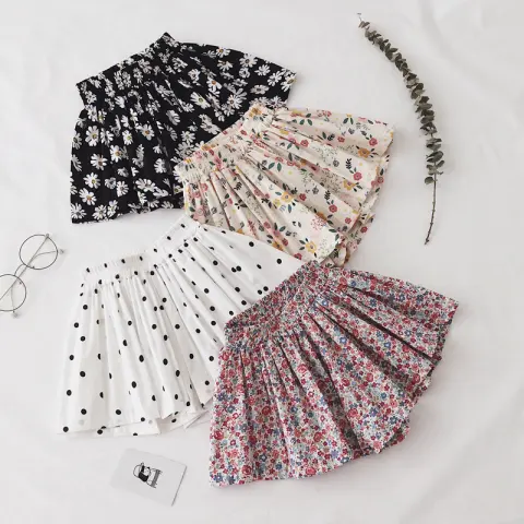 Girls Shorts Cute Western Style Thin Cotton Wide Legs