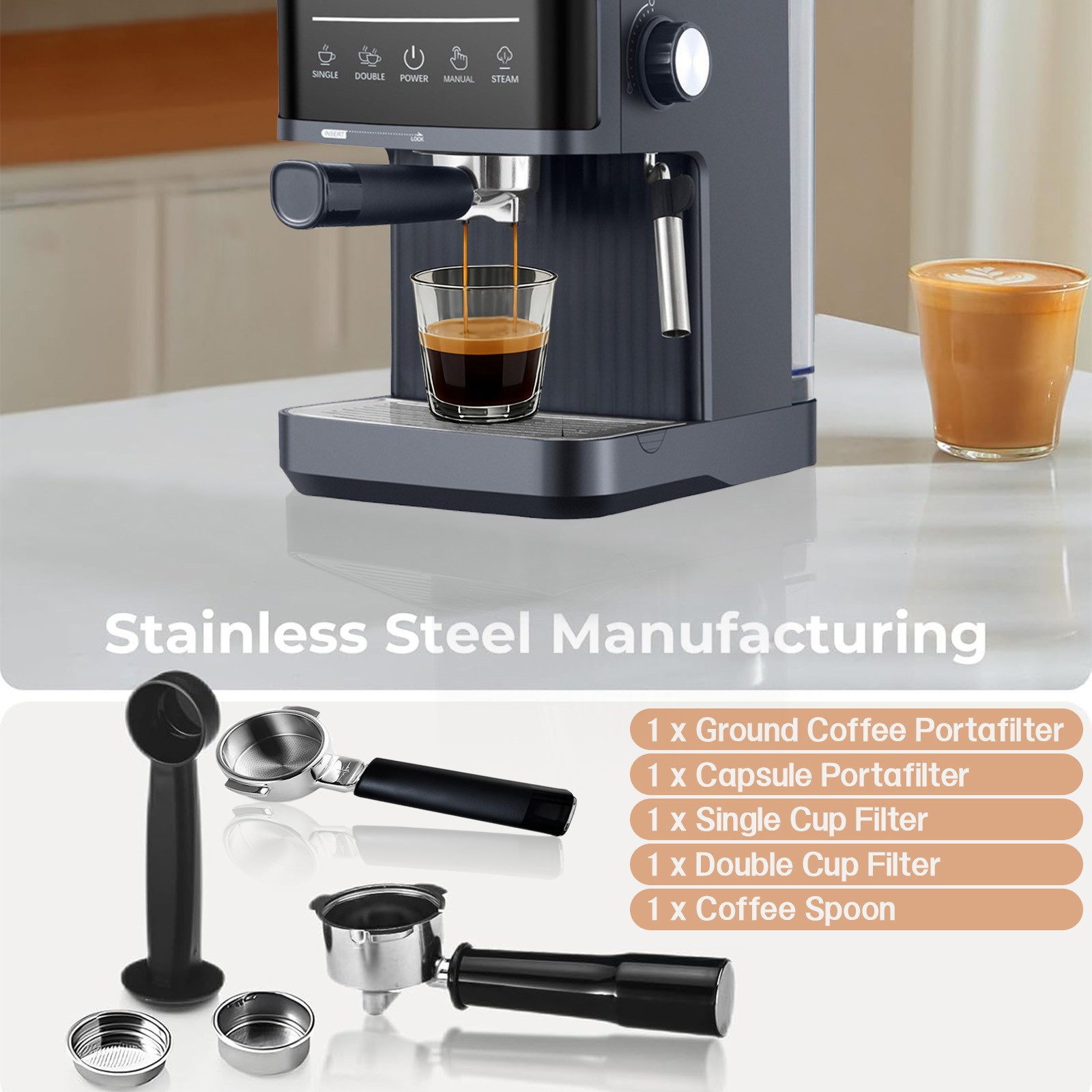 Electrical Coffee Maker Smart Machine Milk Frother Espresso Cappuccino — image 4