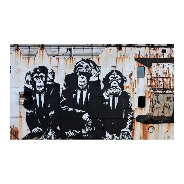 3 Monkeys Poster Cool Graffiti Street Art Canvas Painting Wall Art Living Room Home Decor - 23Color