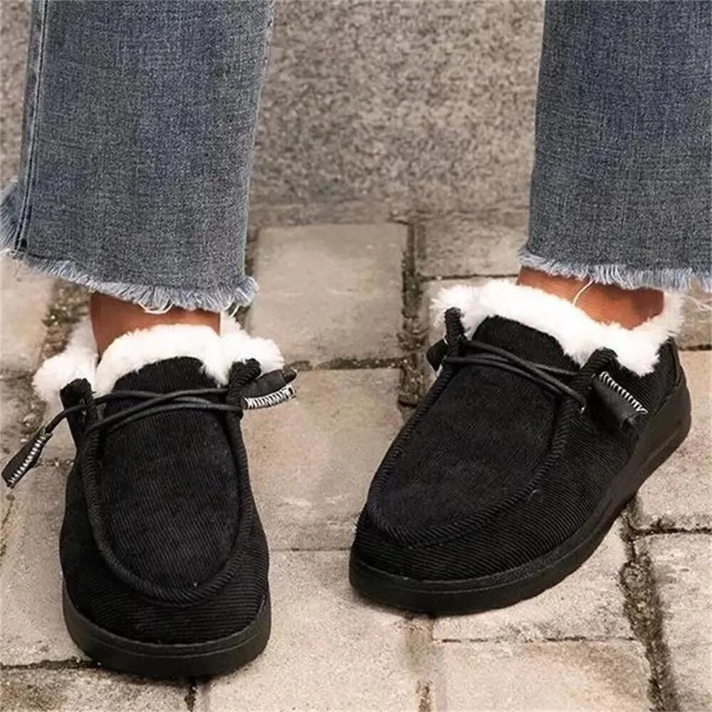 Snow Boots Women Warm Plush Ankle Boots Winter Shoes - Black