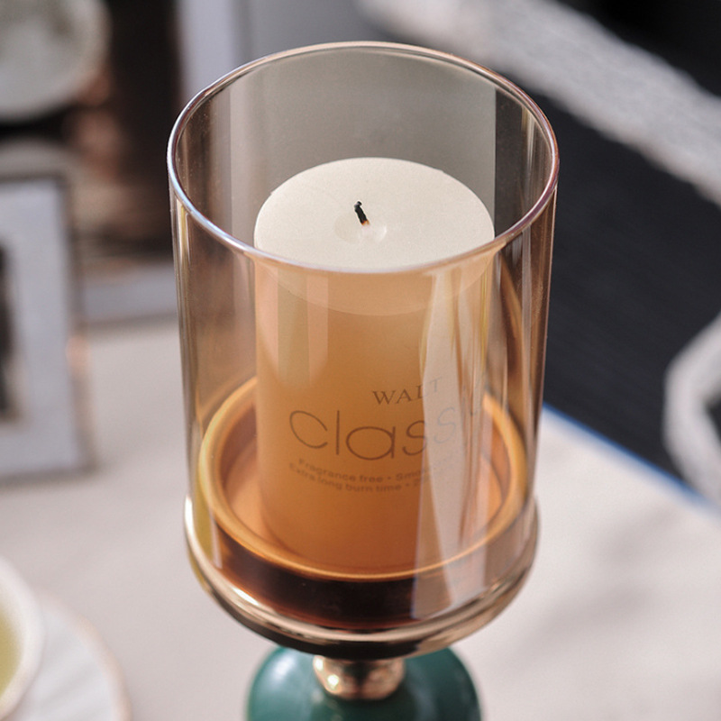 European-american Glass Candlestick Retro Metal Gold - 5