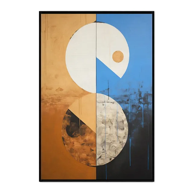 Handmade Oil Painting Canvas Wall Art Decoration Beige Blue Abstract Neutral Earthy Tone For Home Decor Rolled Frameless Unstretched Painting Wit... Without Inner Frame - Shop at LoveMi