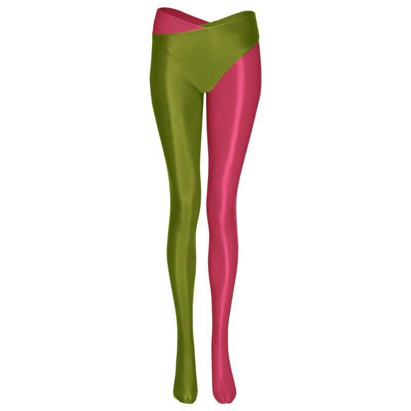 Crossed Two-color Split-leg Glossy Pants