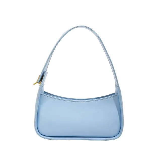 All match Macaron Soft Leather Lightweight One shoulder Armpit Bag Blue - Shop at LoveMi