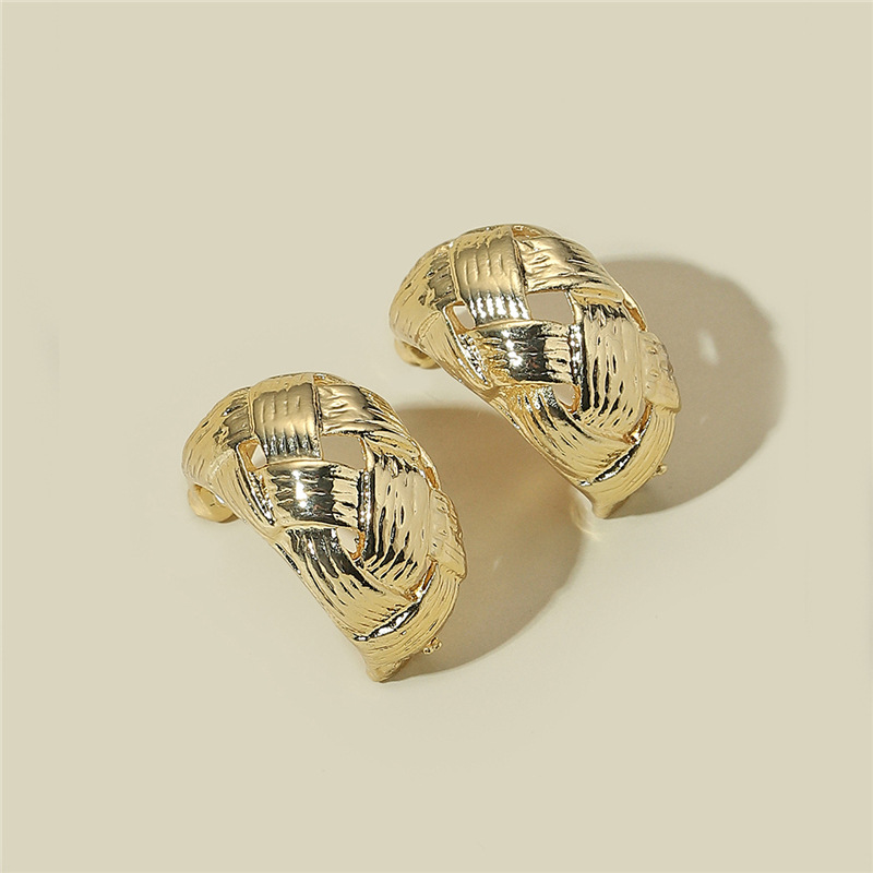 S925 Silver Needle Hollow Woven Cashew Earrings Net Red Cold Wind Temperament Earrings