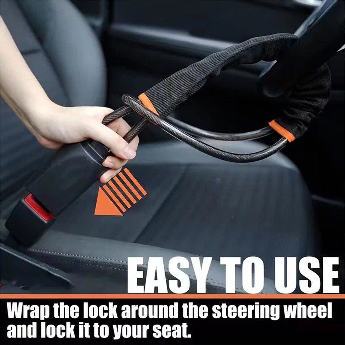 Steering Wheel Lock Anti-Theft Heavy Duty Seat Belt Car Security Device — image 3