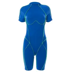 Women's Reverse Tight Casual One Piece Shorts - Short Sleeve Blue - View 1