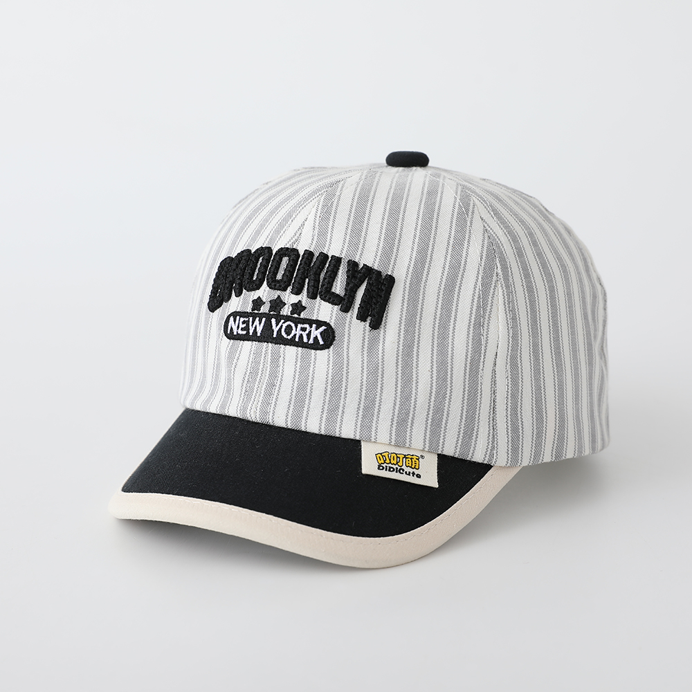Children's Striped Multi-color Three-dimensional Letter Embroidered Adjustable Simple Casual Baseball Cap Suitable For Traveling, Playing And Exercising
