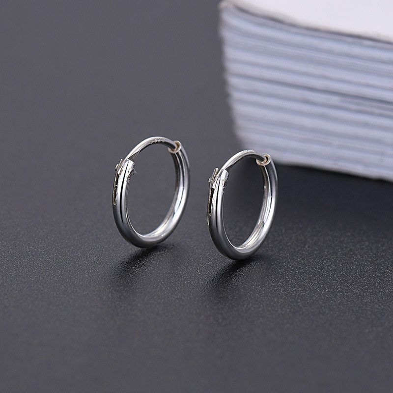 Sterling Silver Jewelry Earrings Whole Body Silver Glossy Small Earrings Round